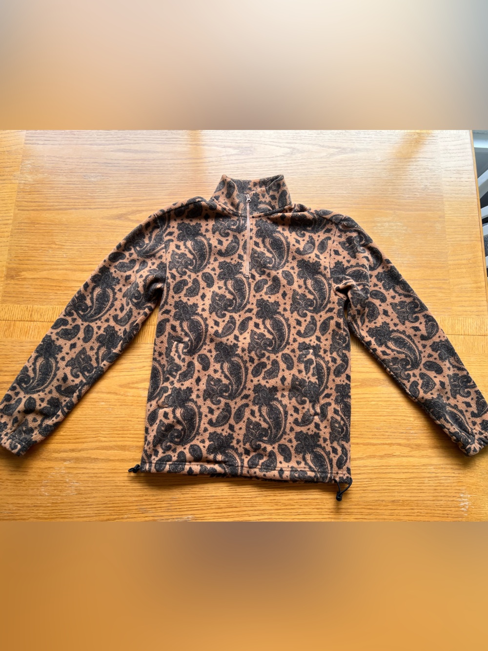 Cozy Streetwear Paisley Brown & Black A New Day Size XS Soft Quarter Zip